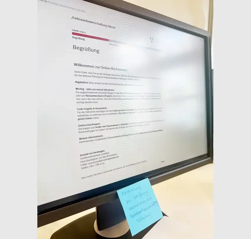 Parkraumbewirtschaftung Nikola: Befragung startet