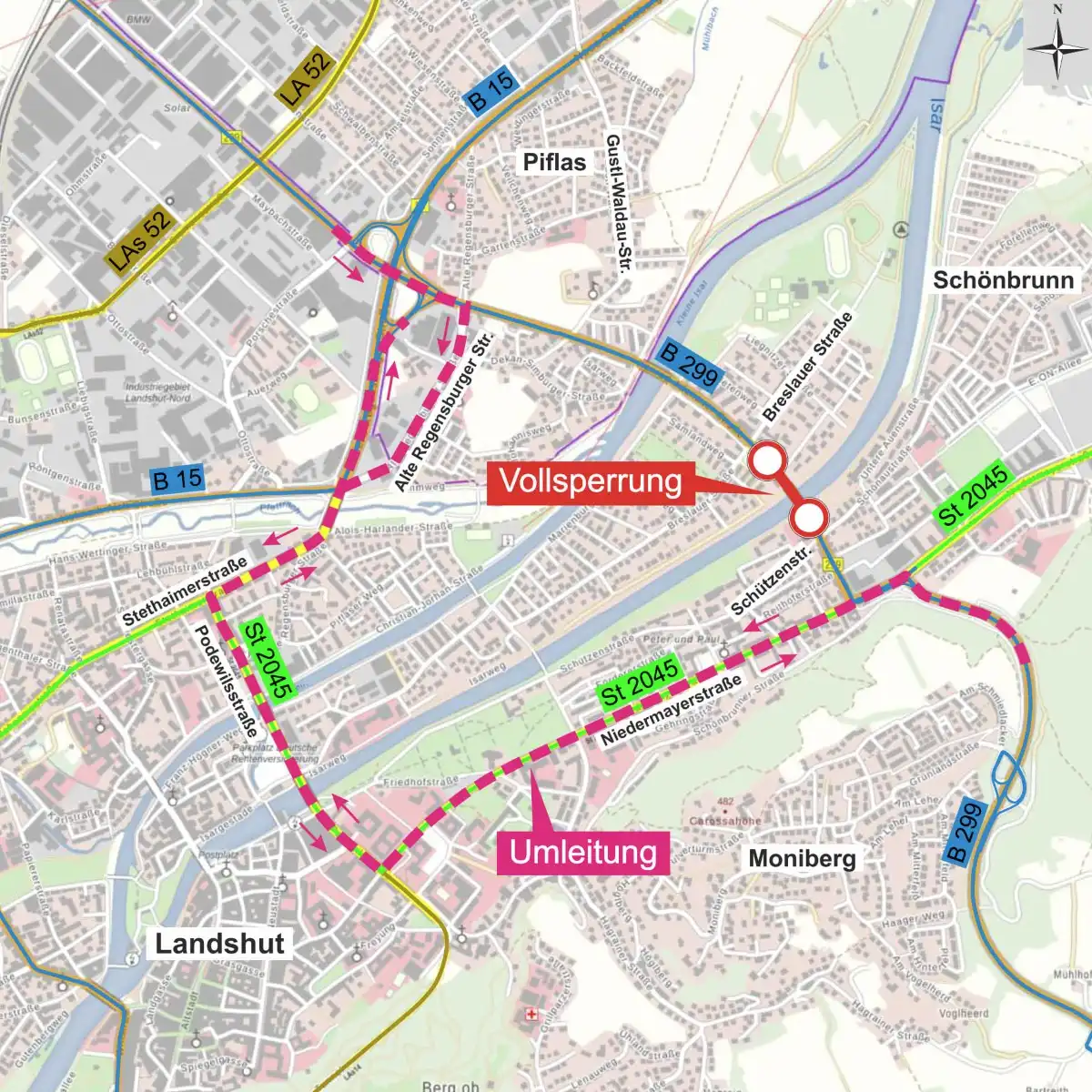 Verkehr wird auf Behelfsumfahrung umgelegt: Konrad-Adenauer-Straße (B299) für eine Nacht gesperrt